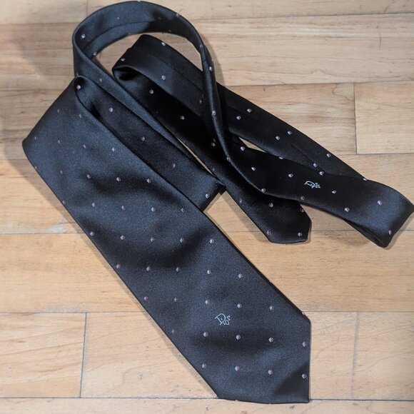 Vintage Dior Silk Tie In Black - Picture 8 of 8